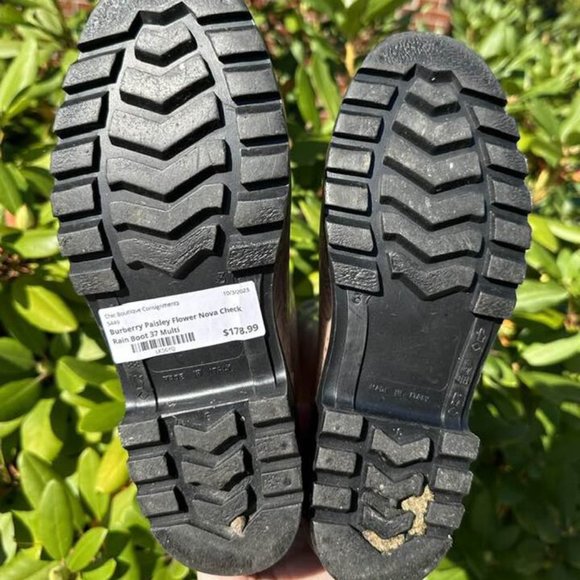 Burberry Paisley Flower Nova Check Rain Boot - Size 37 - Picture 9 of 9
